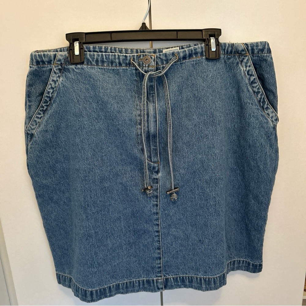 L.A. Blues Medium Wash Denim Blue Jean Skirt with Tie Toggles